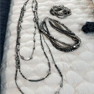 Silpada SS and hematite and black seed bead necklace